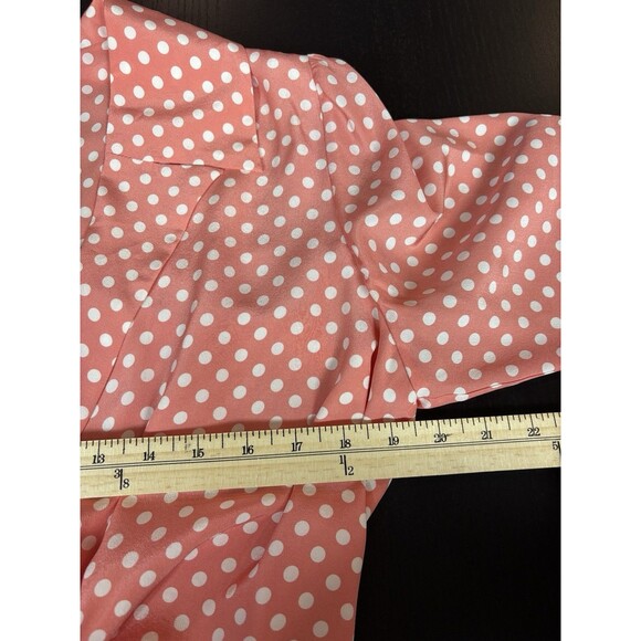 Ronny Kobo Carol Tie Front Pink White Polka Dot Size Medium Midi Dress - Picture 10 of 15